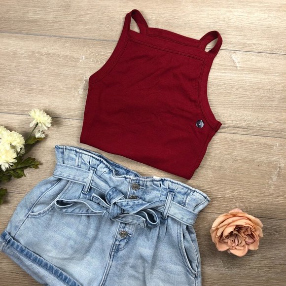 Hollister Tops - NWT Hollister Sleeveless High Neck Red Tank Top